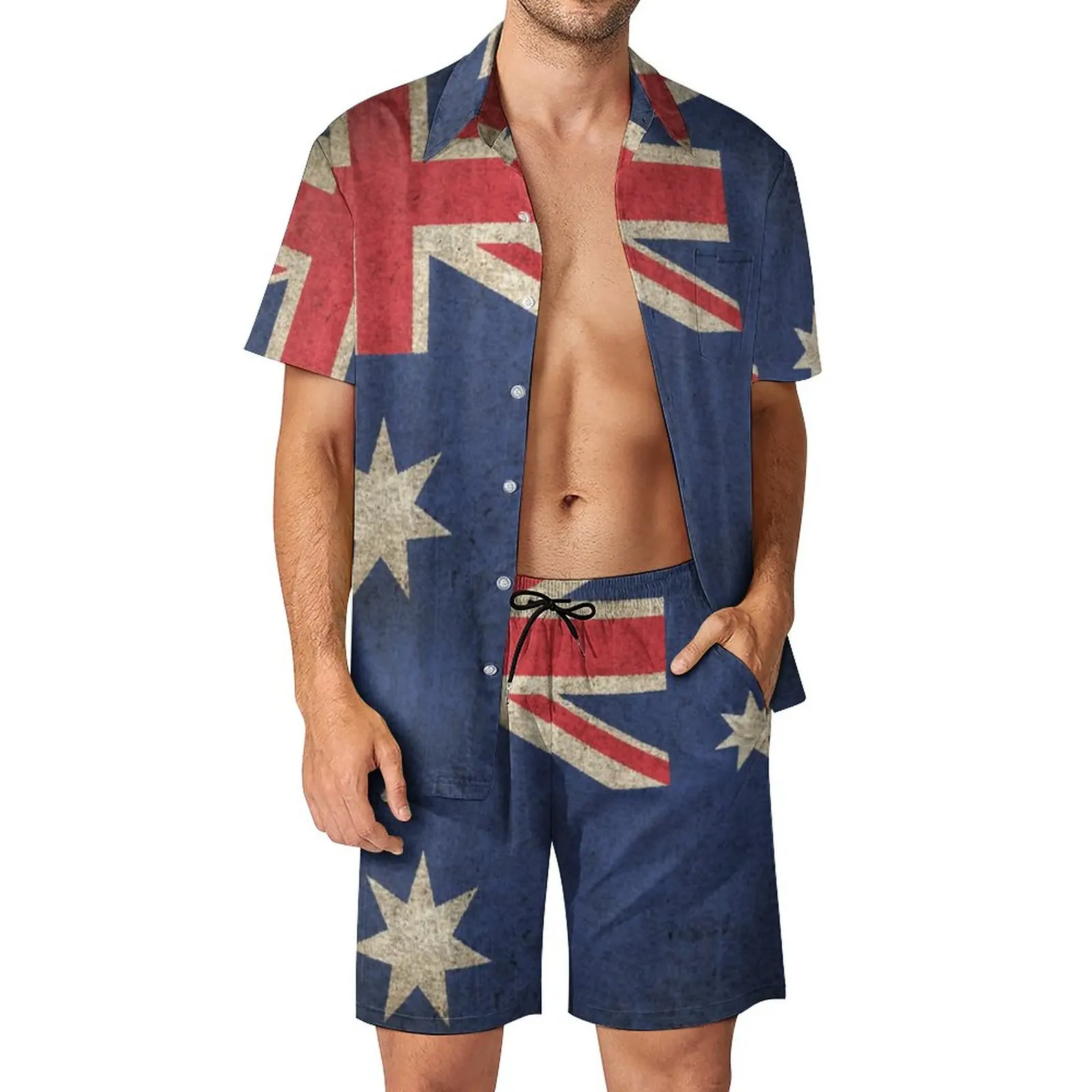 

Old And Worn Distressed Vintage Flag of Australia Men's Beach Suit Classic 2 Pieces Pantdress Vintage Swimming Eur Size