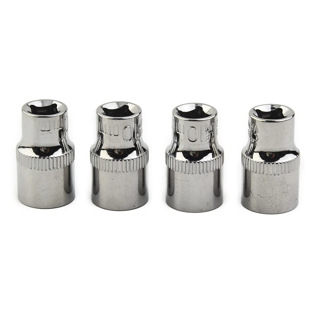

4pcs 1/4inch 10mm Six Point Sockets Drive Shallow Socket Repair Tool Chrome Vanadium Steel For DIY Automotive Repairs