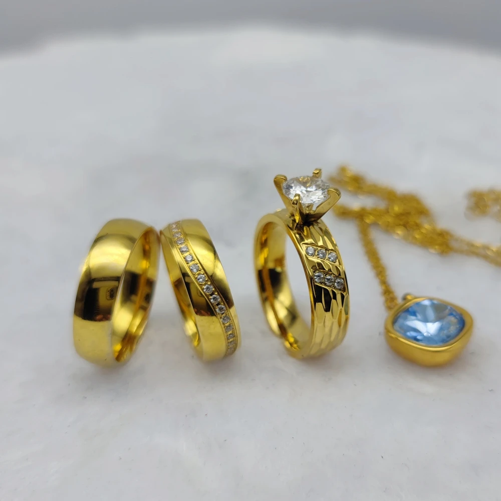 Necklace Jewelry In Bulk Cubic Zirconia Proposal Dubai Fashion 18k Gold Plated Rings Wedding Engagement Anniversary Pendant