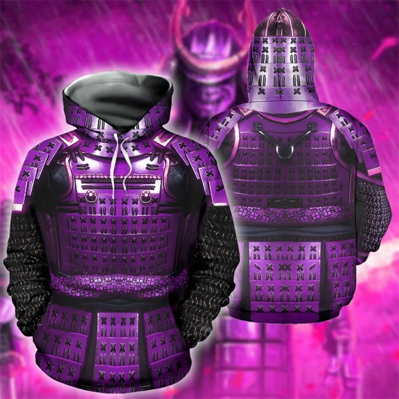 

3D Samurai Printing Hoodies For Men Armor Knights Graphic Hooded Hoody Kid Fashion Cool Sweatshirts Winter Harajuku Top Pullover