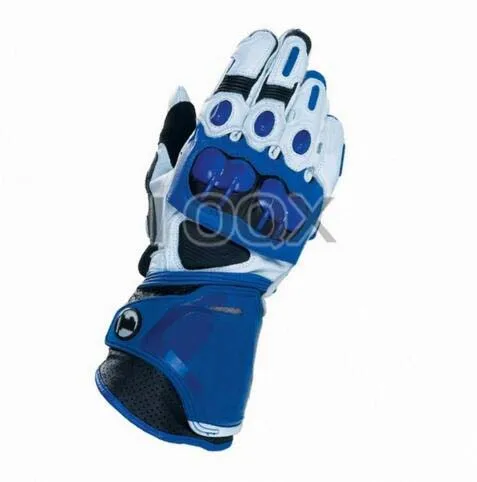 

New Alpine GP Motorcycle Long Race Driving PRO Motorbike Gloves Leather Blue White Sports Glove All Size M-XXL