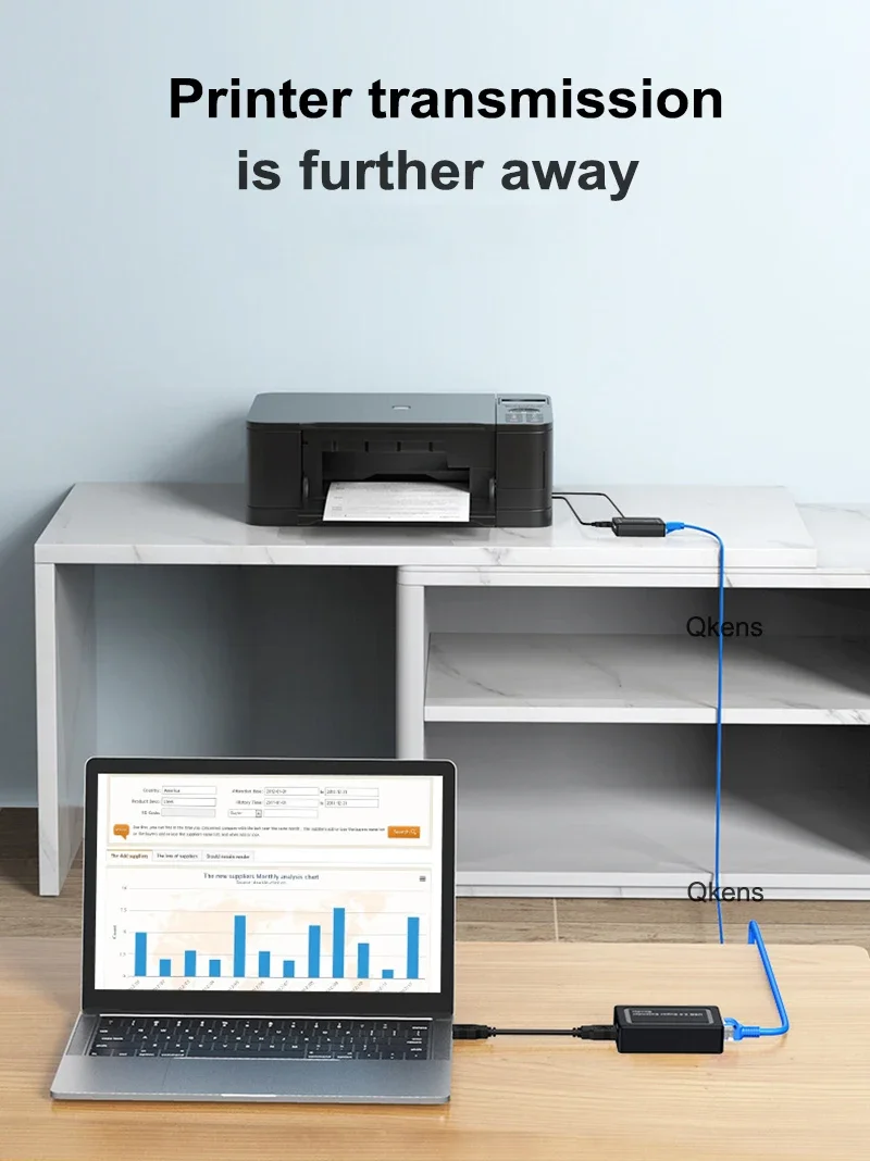 Суперудлинитель USB 2.0 по сетевому кабелю RJ45 Cat6 Ethernet для MAC, Win7810, Win11, веб-камер, мышей, клавиатур, принтеров (art.: 3920d9cf154ce) - 3920d9cf154ce