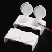 2pcs white acrylic liquid dappen dish twin cup nail art pigment holder for monomer nail brushes washing container manicure tool
