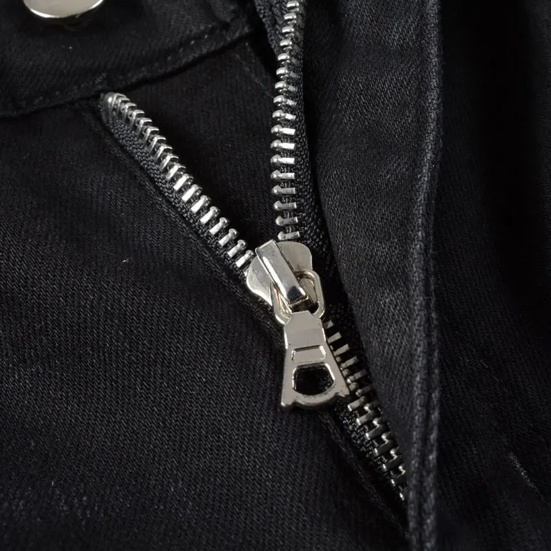 High Street Fashion Men Jeans Black Color Stretch Slim Fit Hole Ripped Jeans Men Patched Designer Hip Hop Brand Pants Hombre