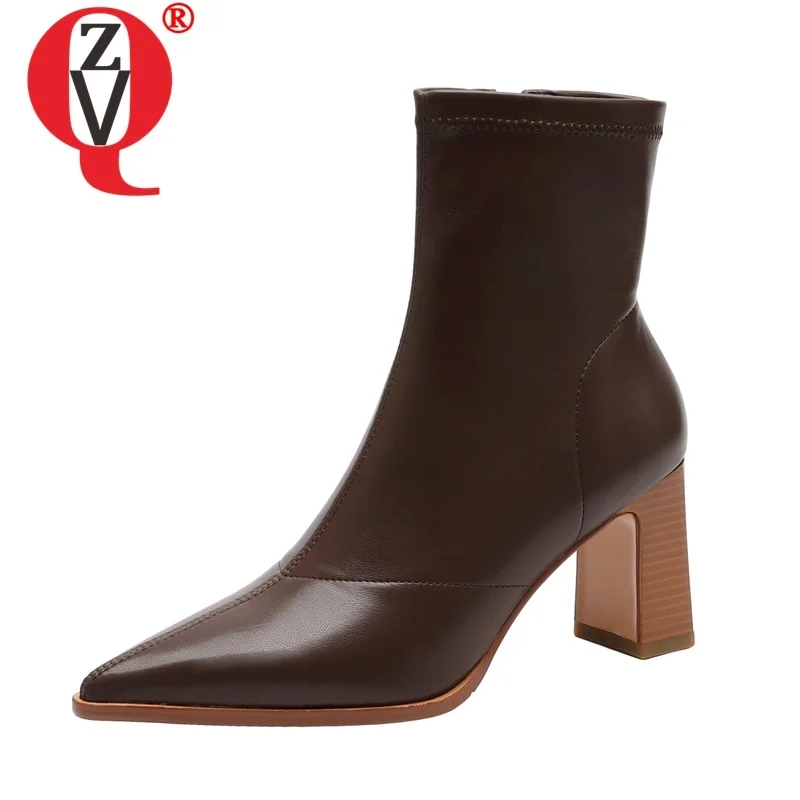 

ZVQ Stretchy Winter Boots Woman Pointed Toe Office Ladies Side Zipper New Style Square Toe Party Shoes Drop Shipping Sexy Boots