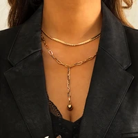 ingesight z vintage small ball pendant long necklaces for women multi layered imitation pearl snake chain necklaces neck jewelry