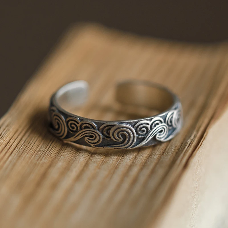 

Новинка, Открытое кольцо ручной работы в китайском стиле с эффектом благоприятных облаков