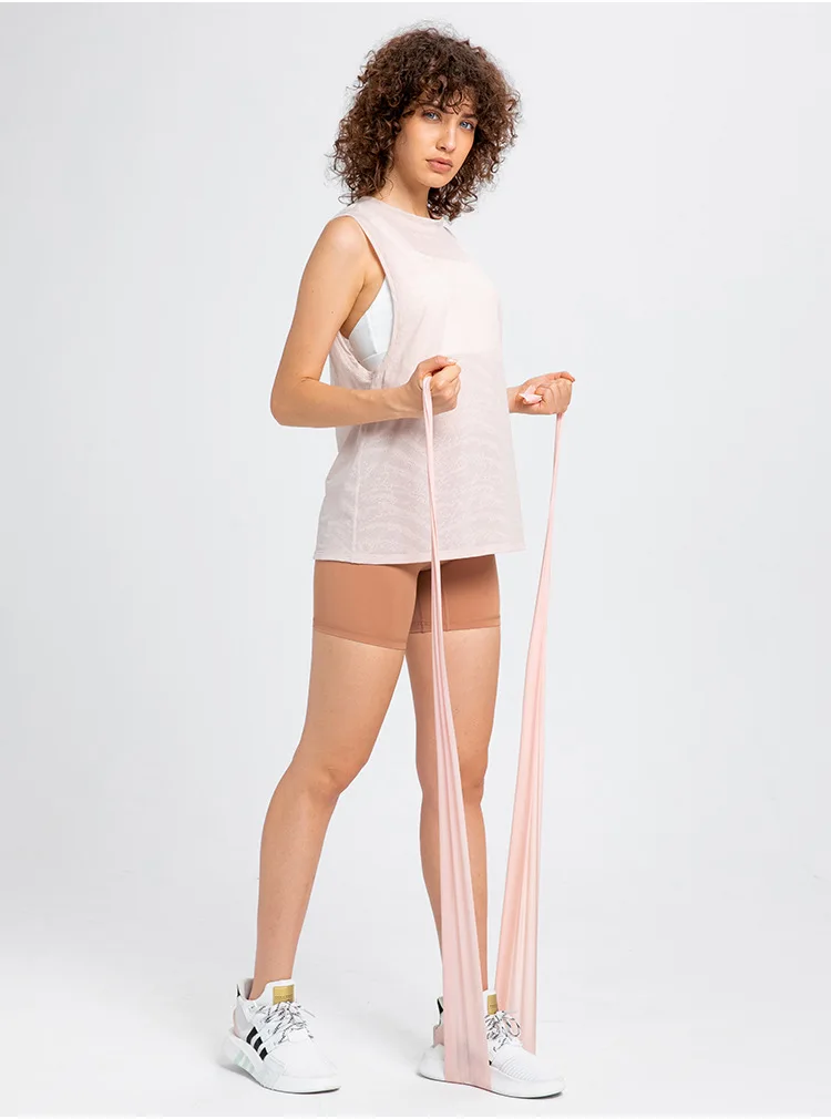 Womens Clothing Yoga Tank Tops Sports Top Gym Fitness Outdoor Jogging Workout Breathable All-match Jacquard Fabric Loose Vest