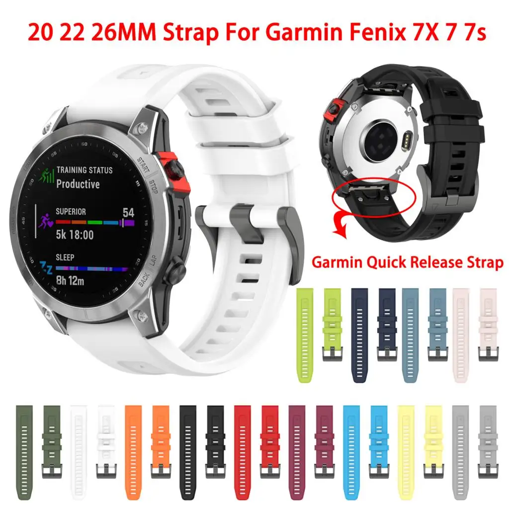 

Силиконовый ремешок для наручных часов, браслет для Garmin Fenix 7X 7 7s 5 5X Plus Easyfit Fenix 6X 6 Pro 6s, 26 22 20 мм