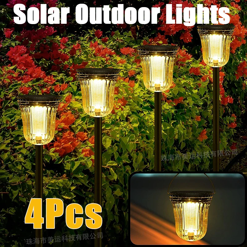 

4Pcs Outdoors Solar Pathway Lights LED Villa Garden Lanterns Landscape Path Yard Driveway Walkway Sidewalk For Patio Lawn Lamps