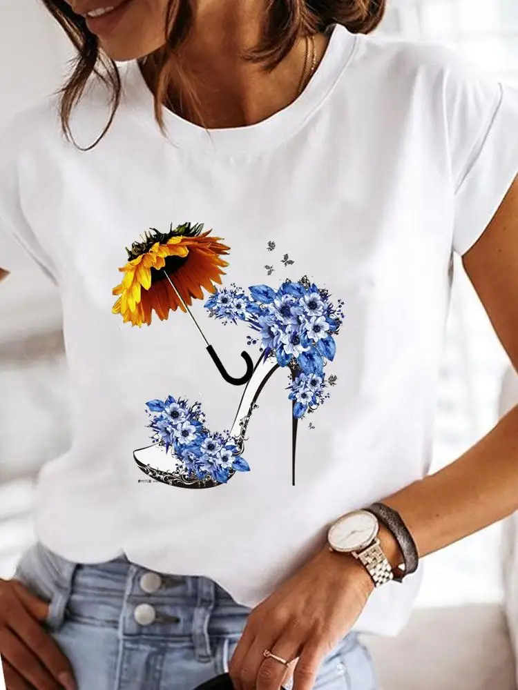 

Clothes T-shirts Print Fashion Women Female Summer Flower Sweet Lovely Ladies Casual Short Sleeve T Clothing Graphic Tee