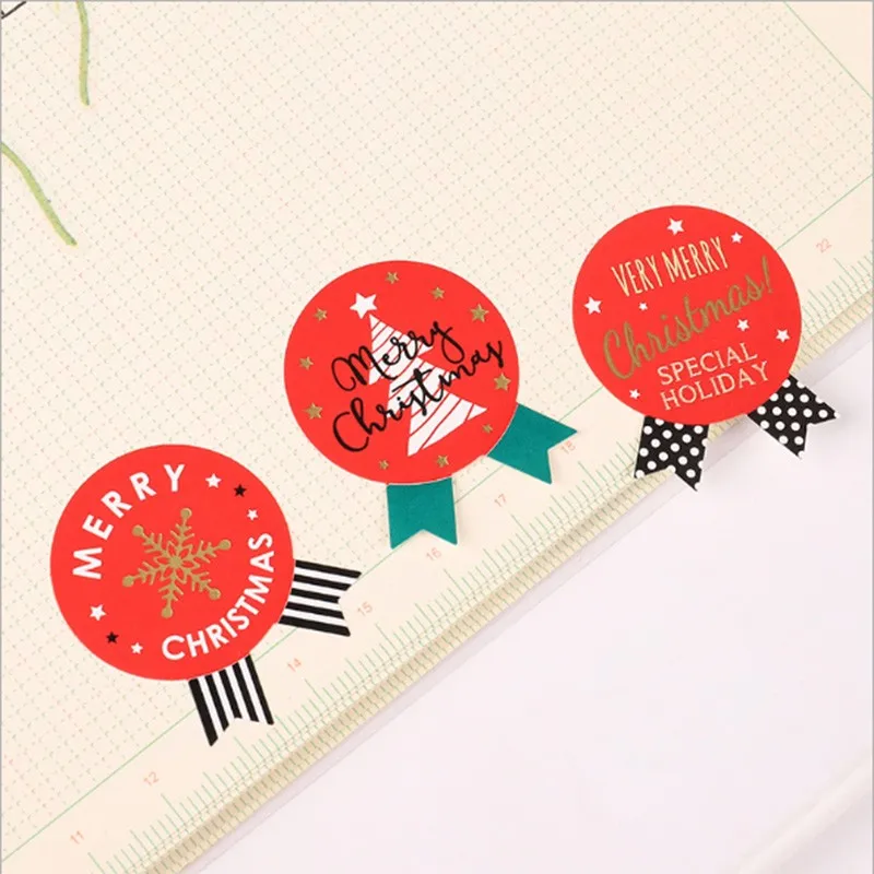 

90Pcs/bag retail Happy DIY Xmas For Decorative Self-adhesive Gift Stationery Scrapbooking Medal Christmas Sealing Sticker
