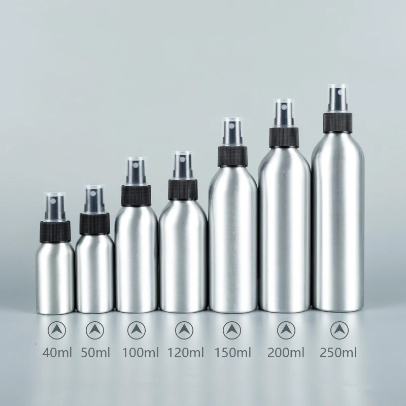 

40ml 50ml 100ml 120ml 150ml 200ml 250ml Empty Aluminum Bottle Fine Mist Spray Perfume cosmetic container Household spray bottles