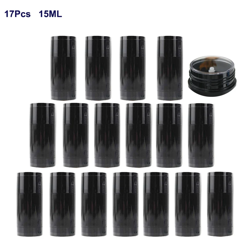 

17Pcs 15ml Deodorant Container Empty Twist-Up Tube Bottles Refillable Leak-Proof Containers Round Shape Bottom Filling Stick