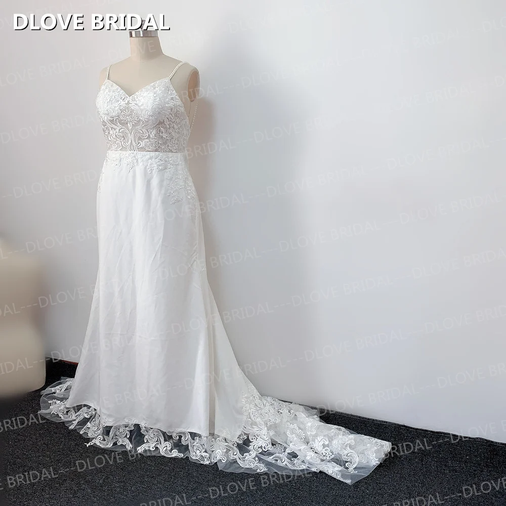 

Spaghetti Strap Sheath Crepe Wedding Dress Elegant V Neck Backless Mermaid Wedding Dresses Bridal Gowns Vestido de Novia
