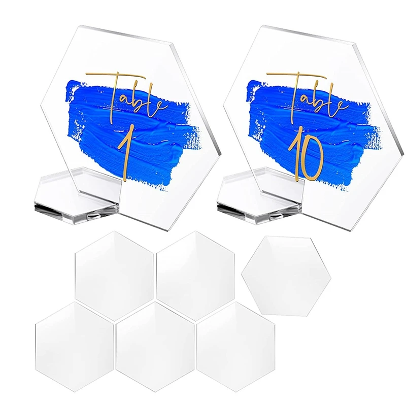 

20Pcs Acrylic Hexagon Blank Table Stand,DIY Blank Digital Signage For Wedding Reception, Event, Party