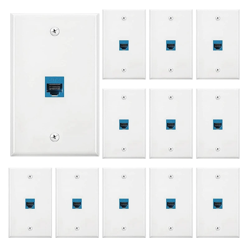 

10 Pieces Ethernet Wall Outlet Plate Cat6 RJ45 Wall Plate Jack Female To Female Ethernet Inline Coupler Plates Ethernet