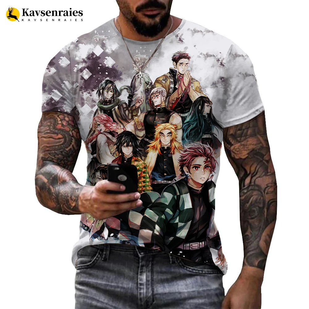 

3D Kimetsu No Yaiba T Shirt Men Kawaii Cartoon Demon Slayer Tshirt Japan Anime Demon Slayer Blade Unisex Graphic T-shirt 6XL