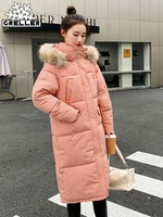 greller long winter women cotton jacket coat elegant female fur hooded parka outwear casual thick warm women winter coat clothes