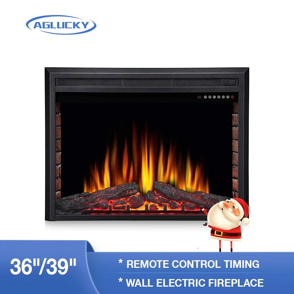 AGLUCKY Electric Fireplace Insert Recessed Electric Stove Heater Touch Screen Remote Control 750W-1500W with Timer Colorful Flam
