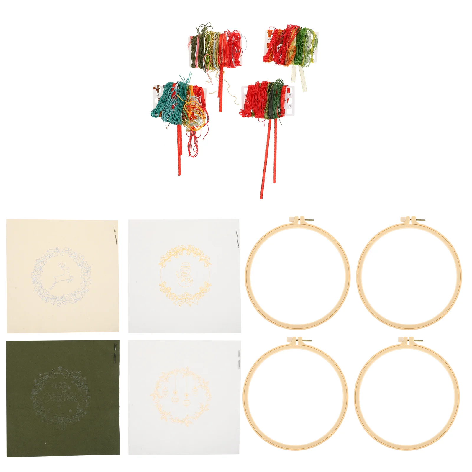 

4 Sets Portable Embroidery Tools Christmas Embroidery DIY Cross for