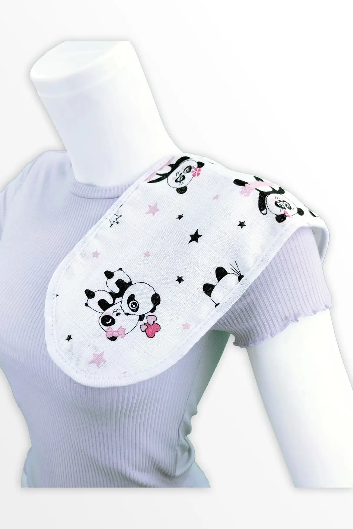 

Organic muslin 2-piece Set shoulder cover-pink Panda cloth baby clothing