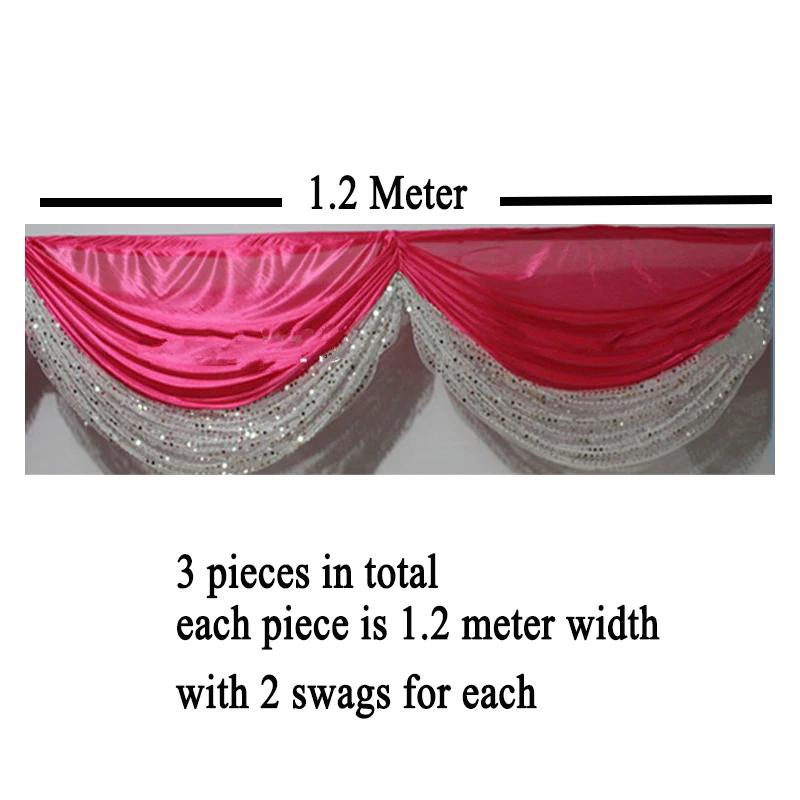 

3 шт. 1,2 м ширина стержень Карманный фуксия розовые и серебряные блестки свадебные декорации