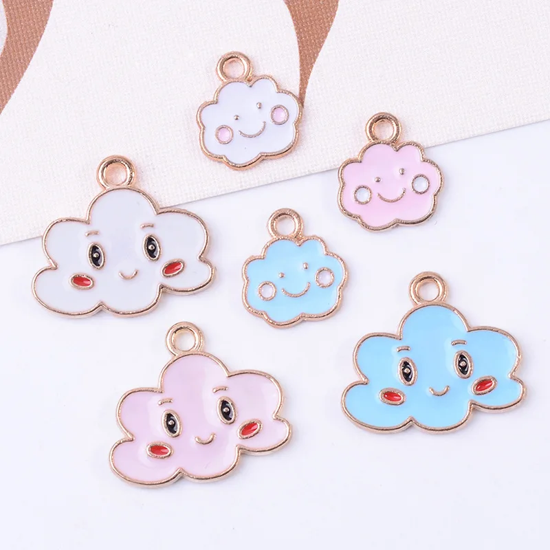 

10Pcs/lot Enamel Cute Cloud Charms Cartoon Smile Cloud Pendants For Jewerly Findings Earrings Necklaces Making Diy Accessories