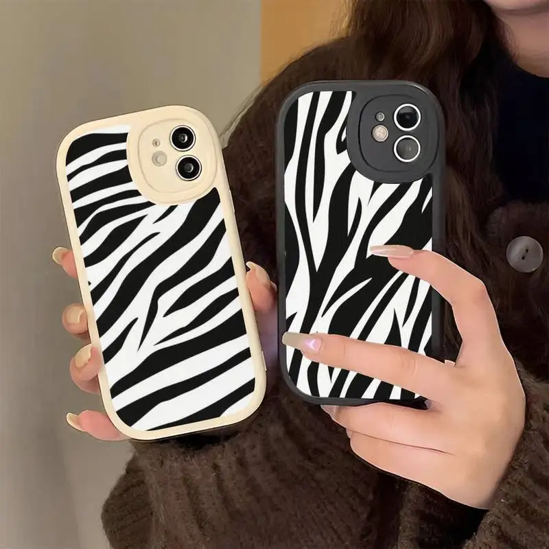 

Cow Zebra Phone Case for iPhone 13 12 11 14 Pro Max Xs X Xr 7 8 Plus Se 2022 Hard Leather silicone Cover