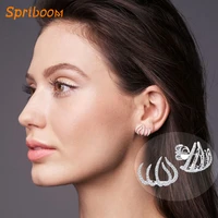 korean claw earrings for women exquisite aaa cubic zirconia modern design earring fashion earings 4 claws ears hook clip jewelry