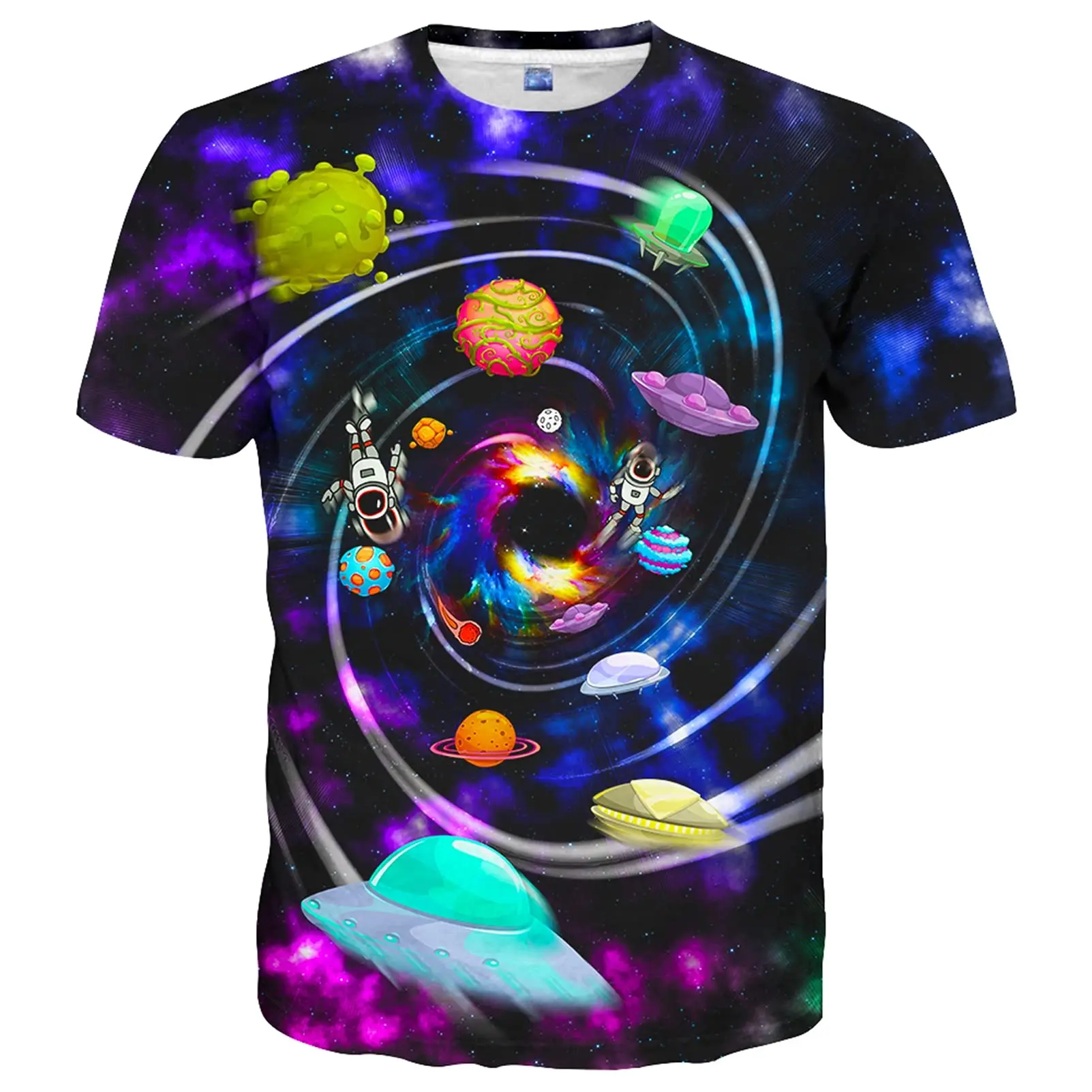 

2023 New Summer Casual Tee Space Graphic T Shirts Short Sleeved T-shirt Personality 3D Printing Tops Art Tee Fat Man Tops