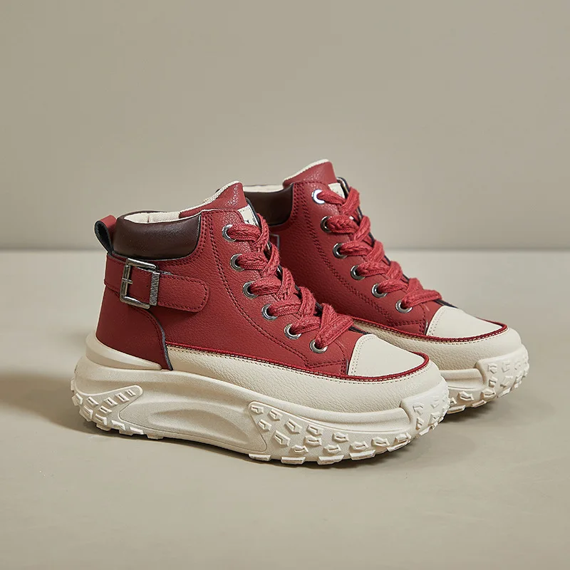 

Fashion Sneakers Women Casual Shoes Breathable Thick Sole Flat Platform Brand Ladies Footwear Black White Red D051