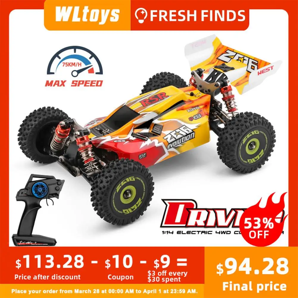 

Wltoys 144010 1/14 2.4G 4WD High-speed Racing Brushless RC Car Vehicle Models 75km/h