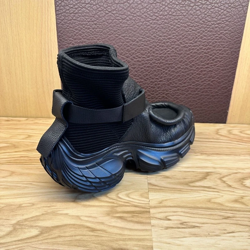 Golden Sapling Designer Brand Men Motorcycle Boots Punk Shoes Soft Leather Thick Bottom Male Leisure Fashion Socks Man