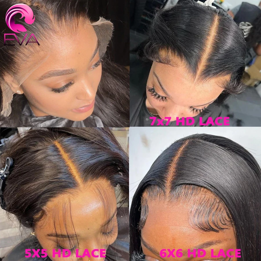 HD 5x5 Прямой парик фронта шнурка Предварительно выщипанные бразильские волосы Remy