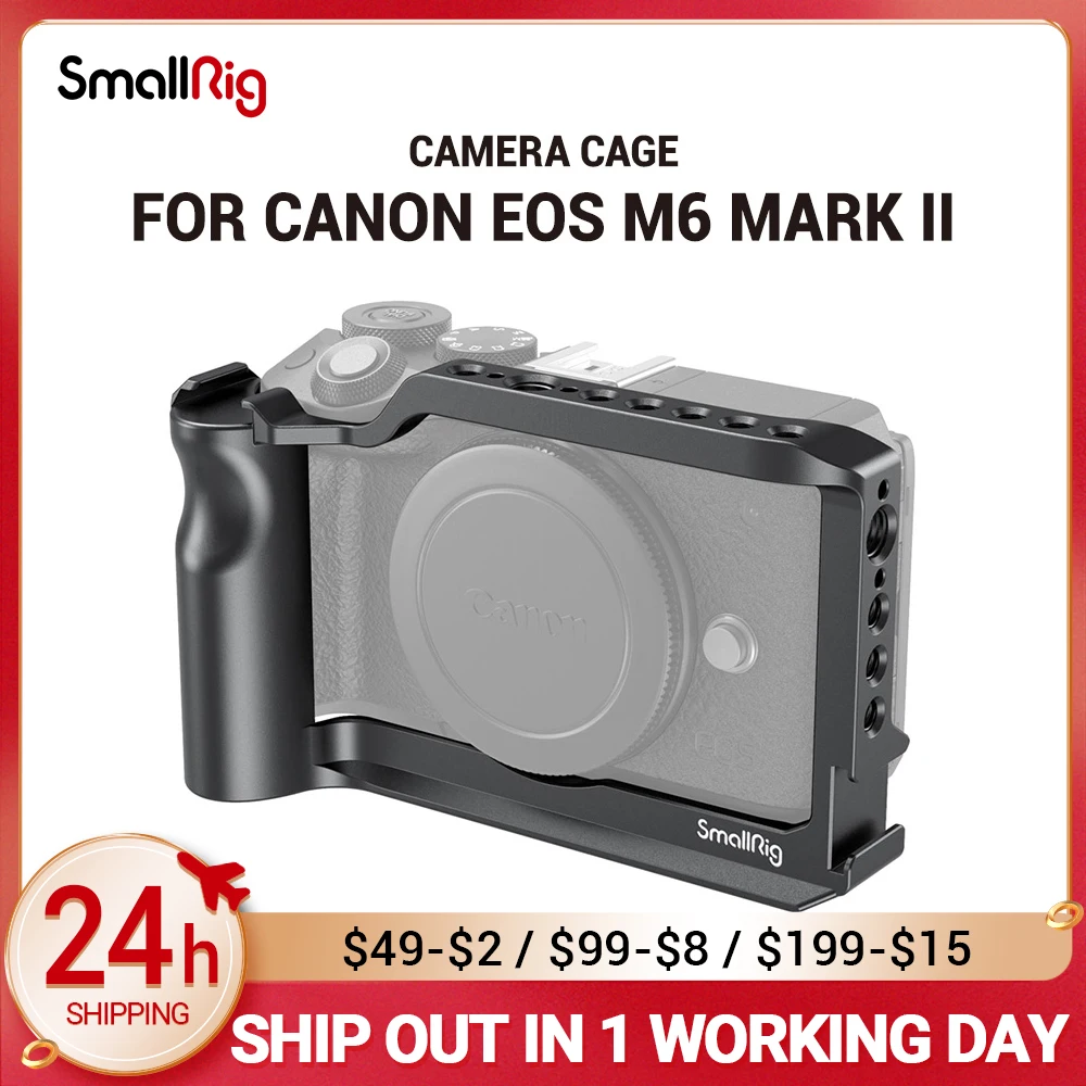 

Клетка SmallRig для камеры Canon EOS M6 Mark II с удобной ручкой и 2 креплениями для холодного башмака, аксессуары для камеры Canon 2515B