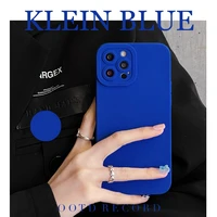 klein blue soft silicone back cover for iphone 13 12 11 pro max lens protection phone case for iphone xs max x xr 7 8 plus se 2