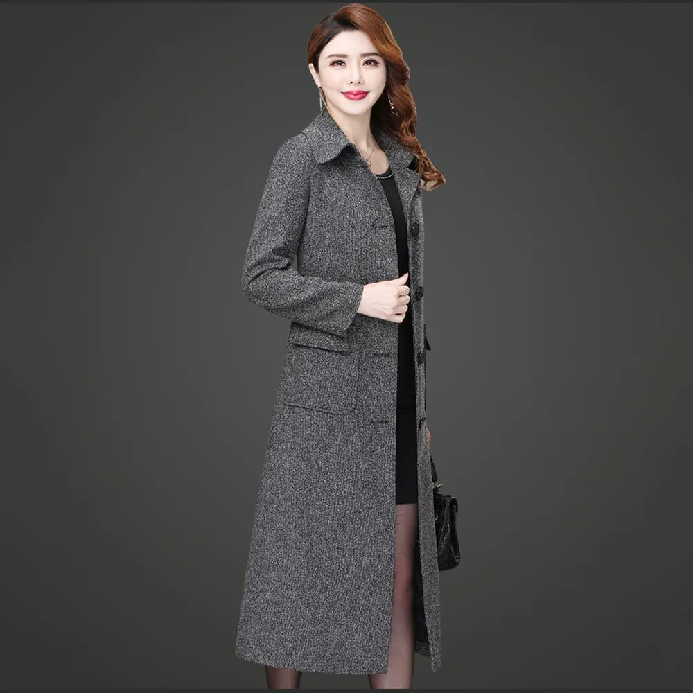 Высококачественная модная женская ветровка новое осенне-зимнее длинное пальто