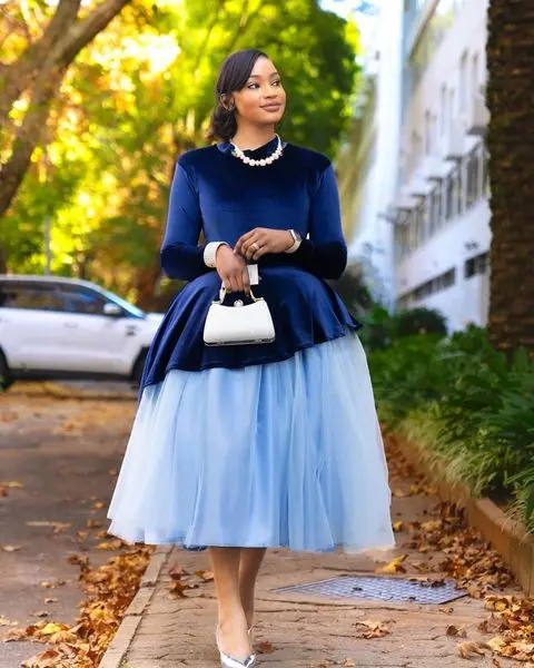 Небесно-голубые тюлевые женские юбки до середины икры эластичная трапециевидная