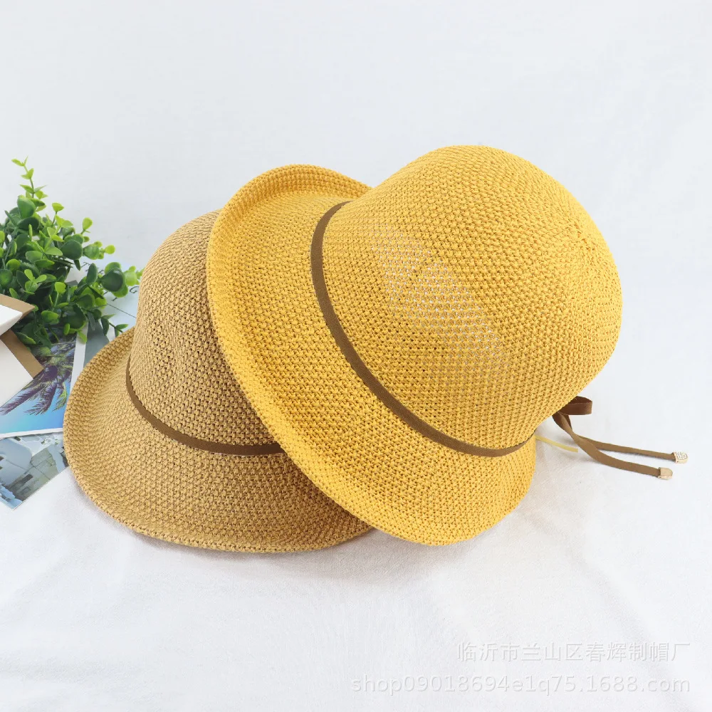 

Шляпа Женская Солнцезащитная с бантом, Пляжная Соломенная Панама от солнца, с маленькими полями, для отдыха на открытом воздухе, лето