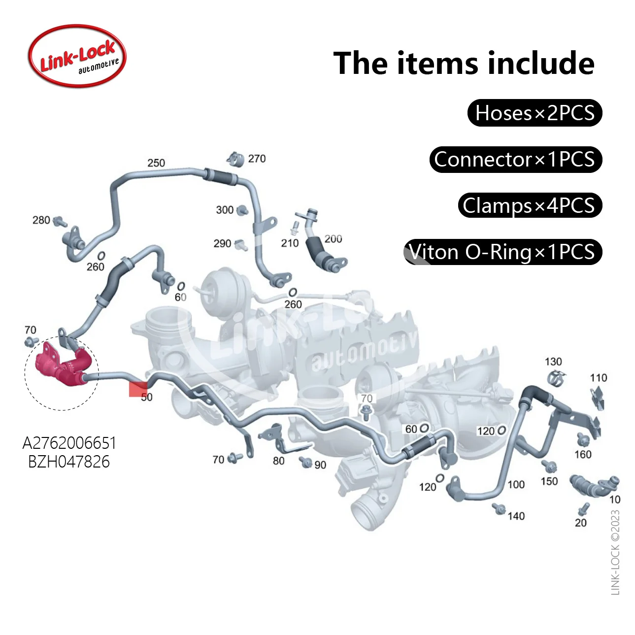 Комплект для ремонта водяного шланга охлаждающей жидкости A2762006651 Mercedes Benz M276 W205 W213