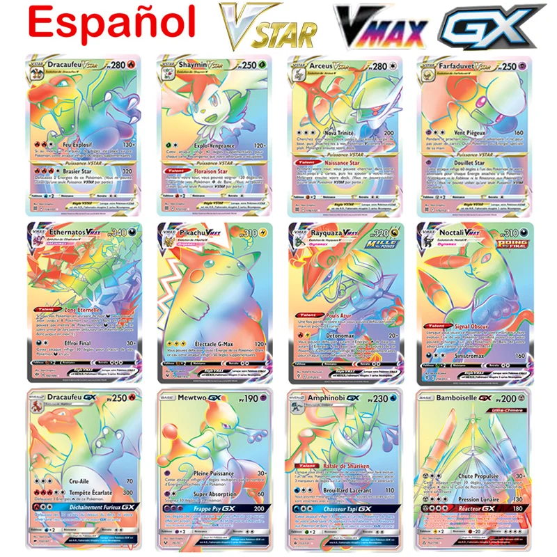 

Spanish Pokemon Card Shining Cards Game Vstar TAG TEAM VMAX GX V MAX Battle Carte Trading Children Toy