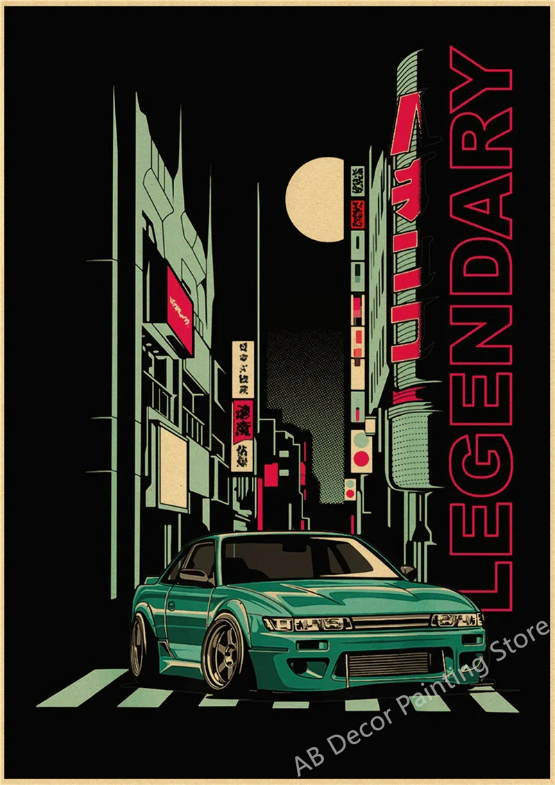 

Ретро JDM автомобильный постер крафт-бумага