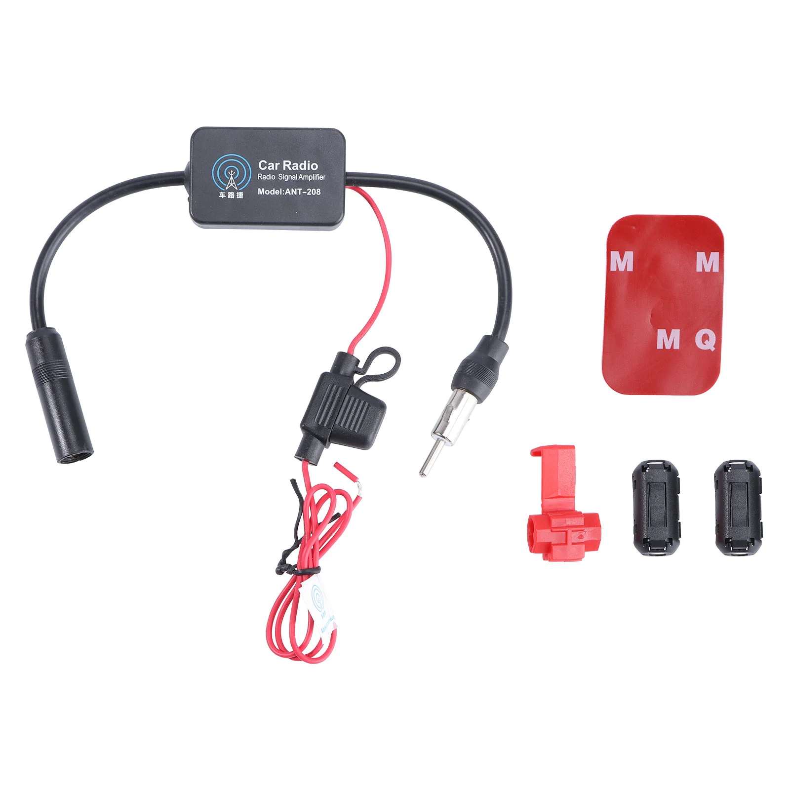 

FM Car Antenna Amplifier Signal Amplifier Antenna Receive Gain Device (Black)