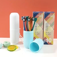 creative 10pcs soft toothbrush toothpaste travel cup oral care teeth clean brush storage case box bathroom holder organizer