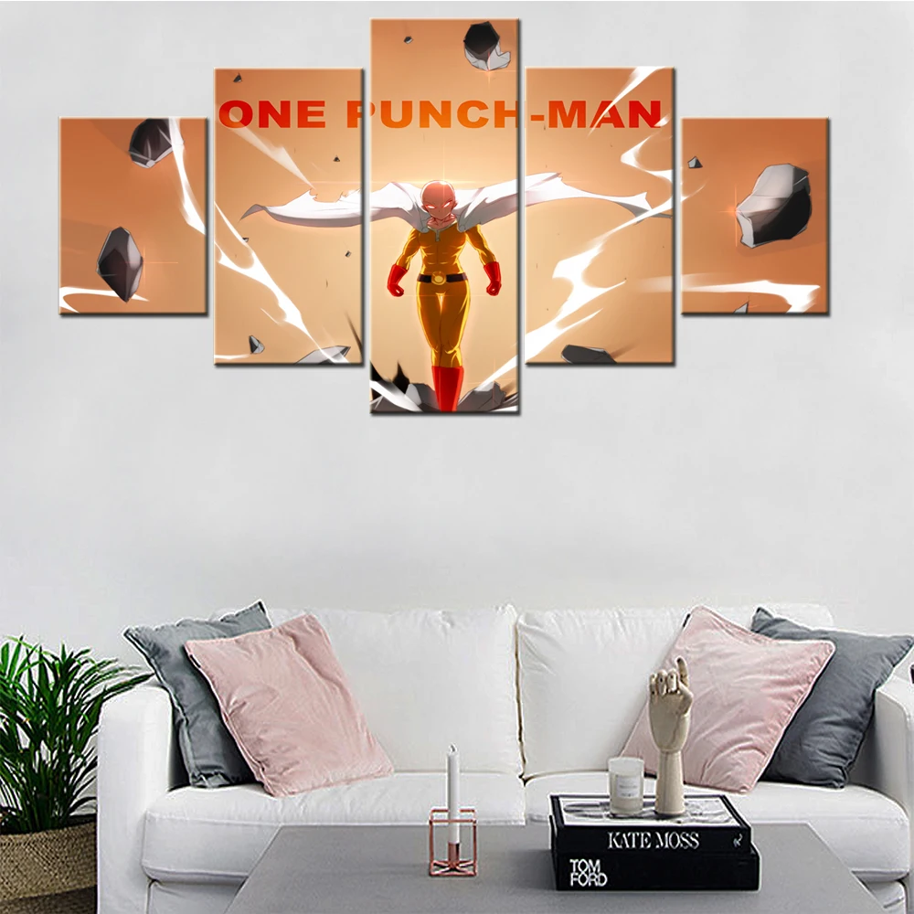 

HD Home Decoration Canvas Painting 5 Pieces Cartoon One Punch Man Pictures Wall Art Prints Modular Modern Anime Poster Boy Room