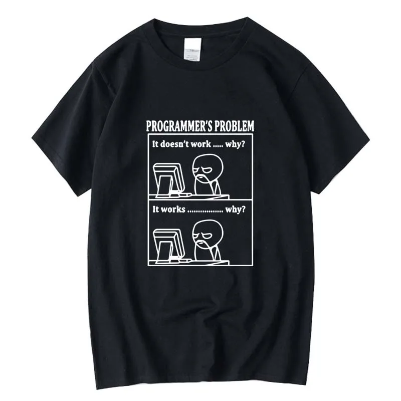 

FPACE top quality 100% cotton Interesting programmer print casual street style short sleeve t shirt male t-shirt tops tee shirts