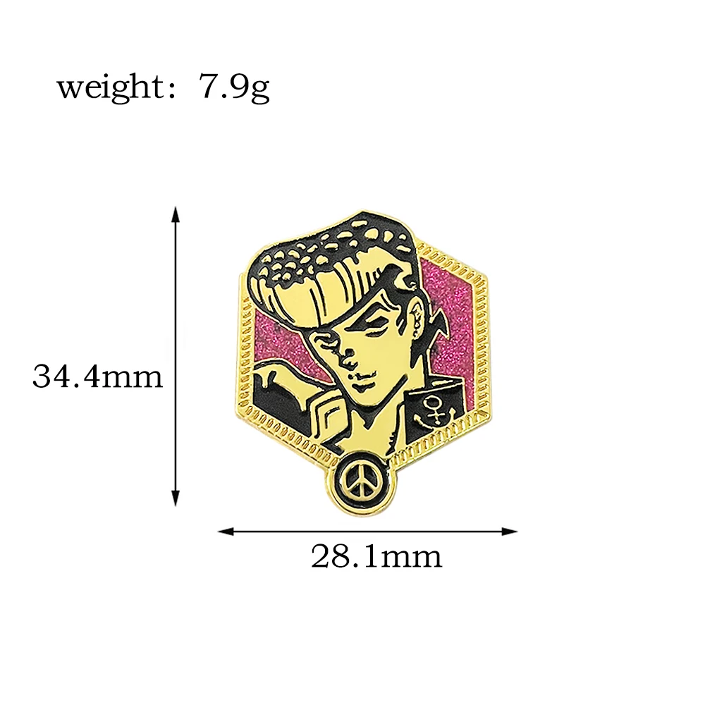 Anime JoJos Bizarre Adventure Metal Pins Brooches Kujo Jotaro Higashikata Josuke Figure Enamel Badge Custom Pin Backpack Jewelry images - 6