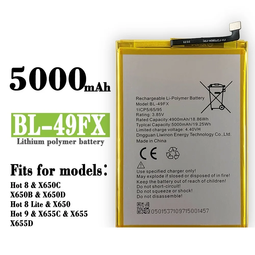 

Применимо Infinix BL-49FX Hot 9x655 x650 мобильный телефон battery TECNO Hot8lite