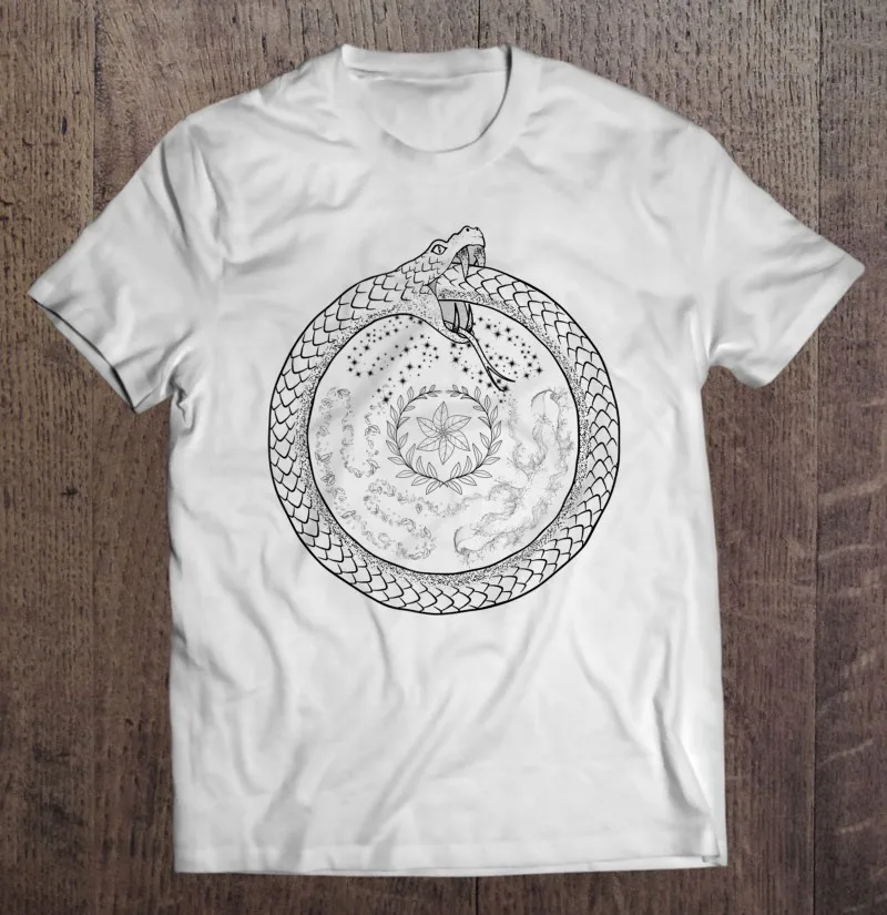 Футболка Hecates Wheel Ouroboros богиня Hekate Witch Magick подарки Мужская футболка Черная одежда